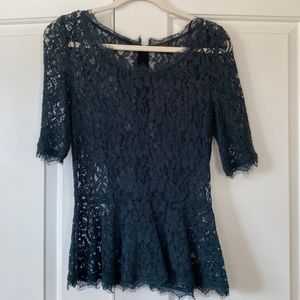 Aritzia, Babaton Sheer Lace Teal Peplum Top, 6